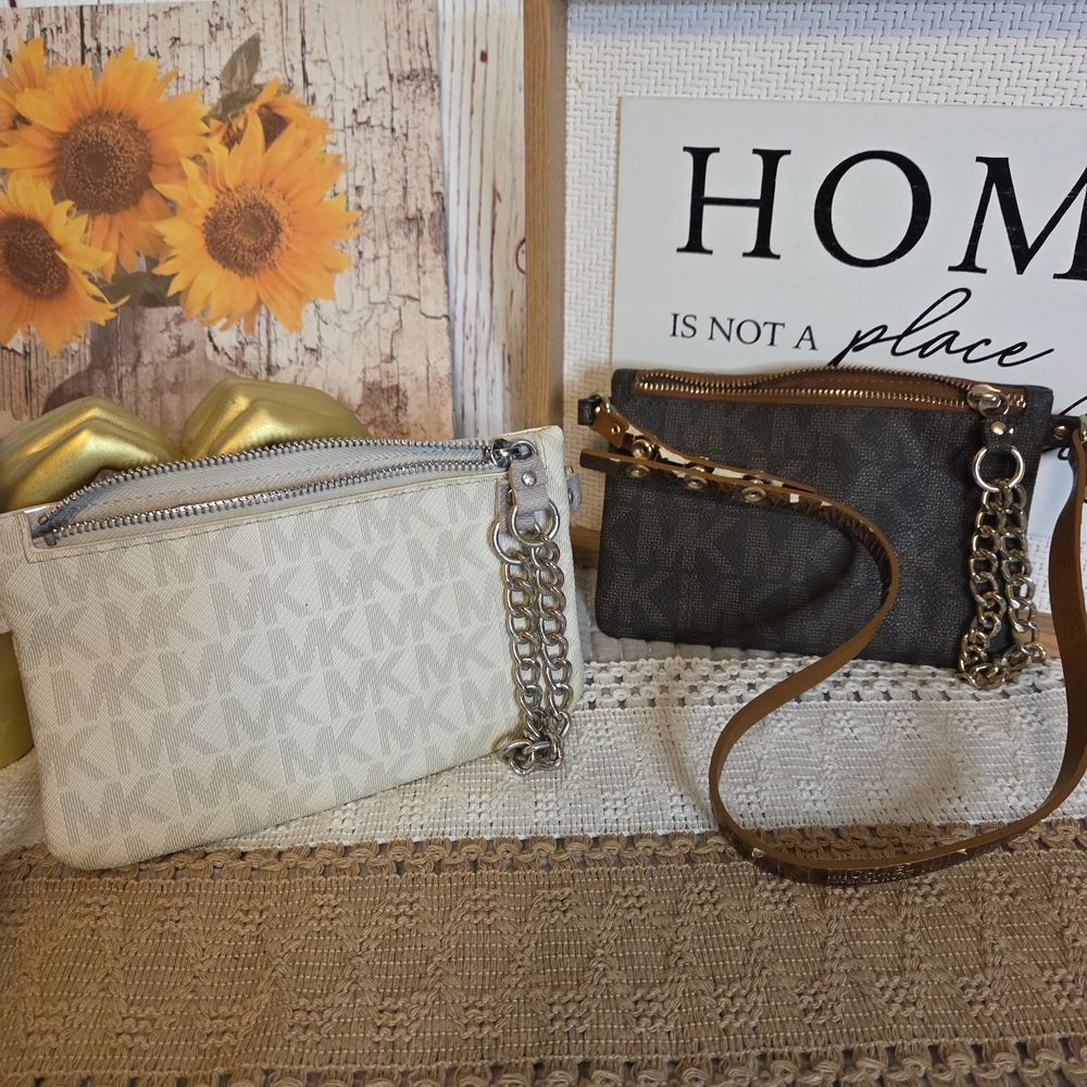 Michael Kors Signature Crossbody Bag Set - Cream and Brown